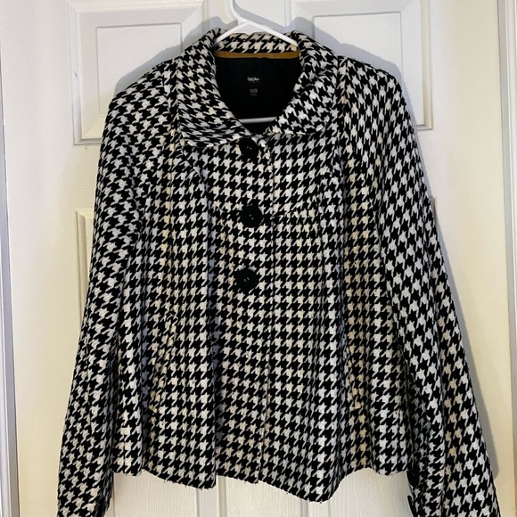 Massimo short swing jacket, black & white Houndstooth pattern, Sz 16W/18W - Picture 1 of 14
